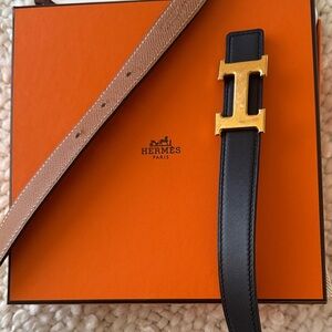 Women’s Black and Tan Leather Belt